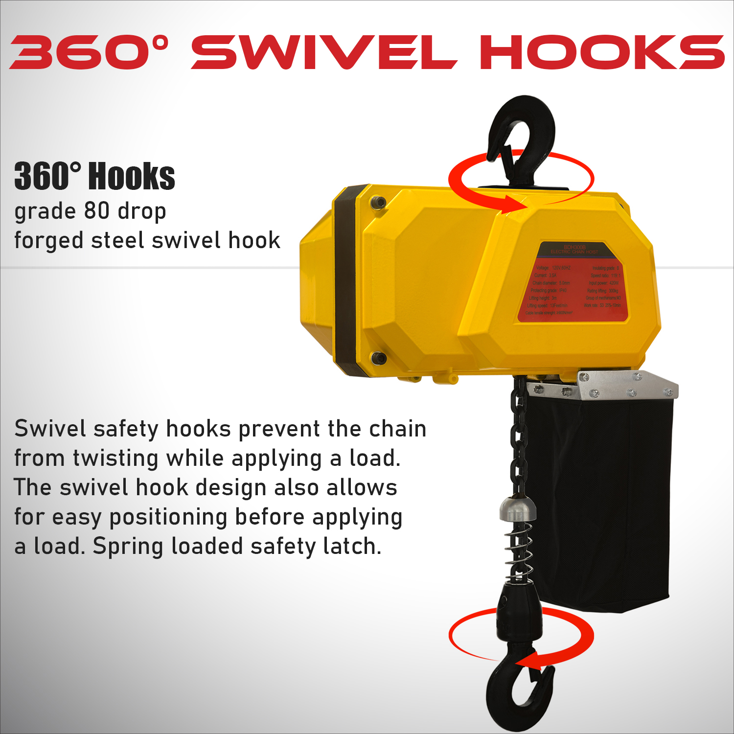 660 lbs Mini Electric Chain Hoist with Wireless Remote Control System - Image 2