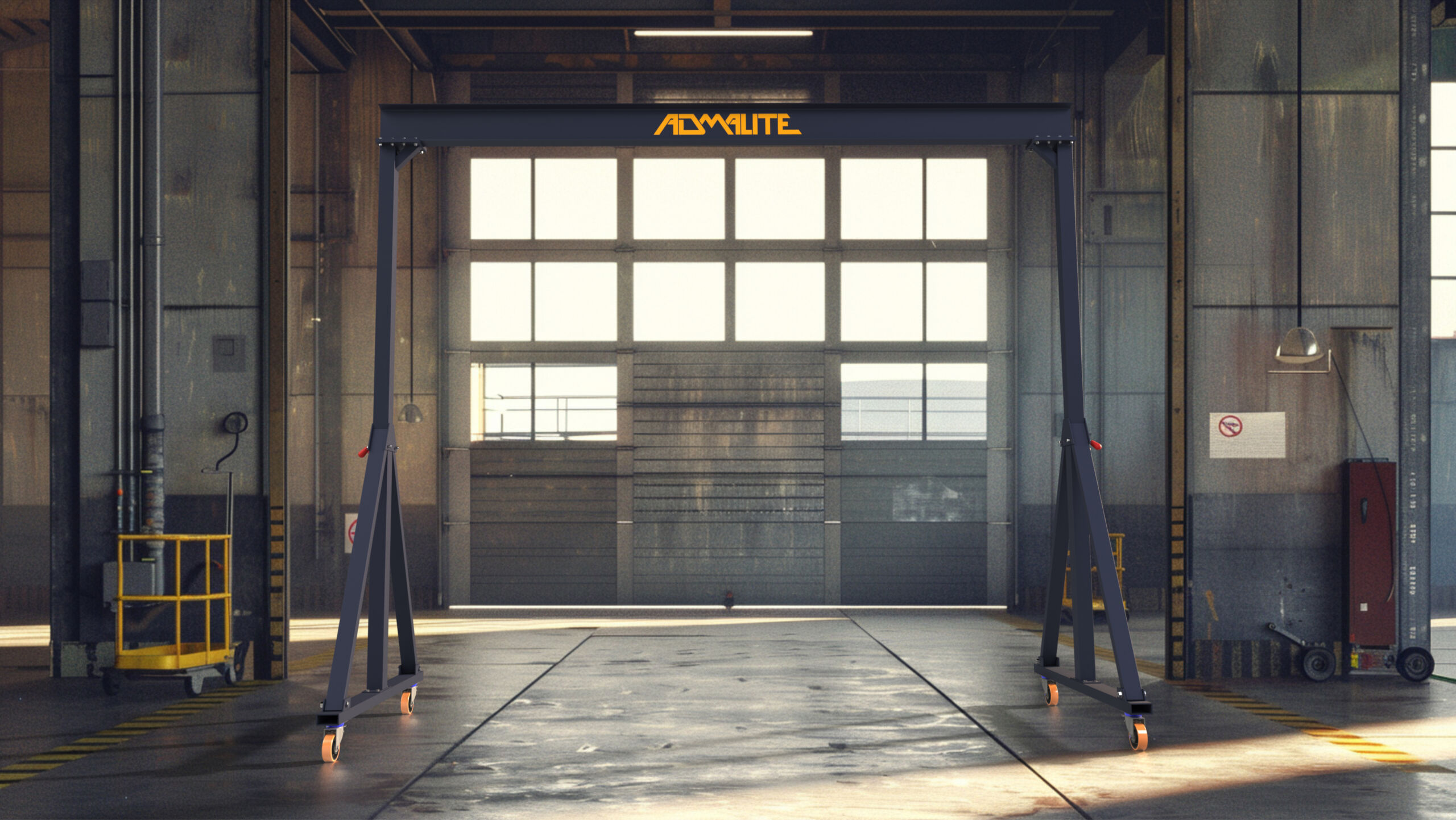 Admalite 1000lb Gantry Crane in a warehouse bay