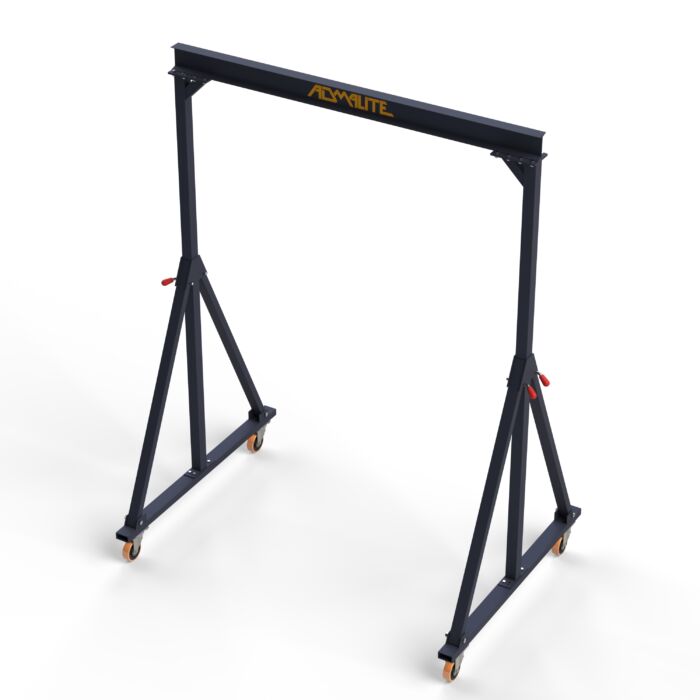 Isometric view of 1 Ton Fixed Height Steel Gantry Crane by Admalite